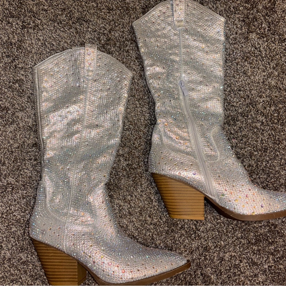 Silver Bedazzled Women's Boots